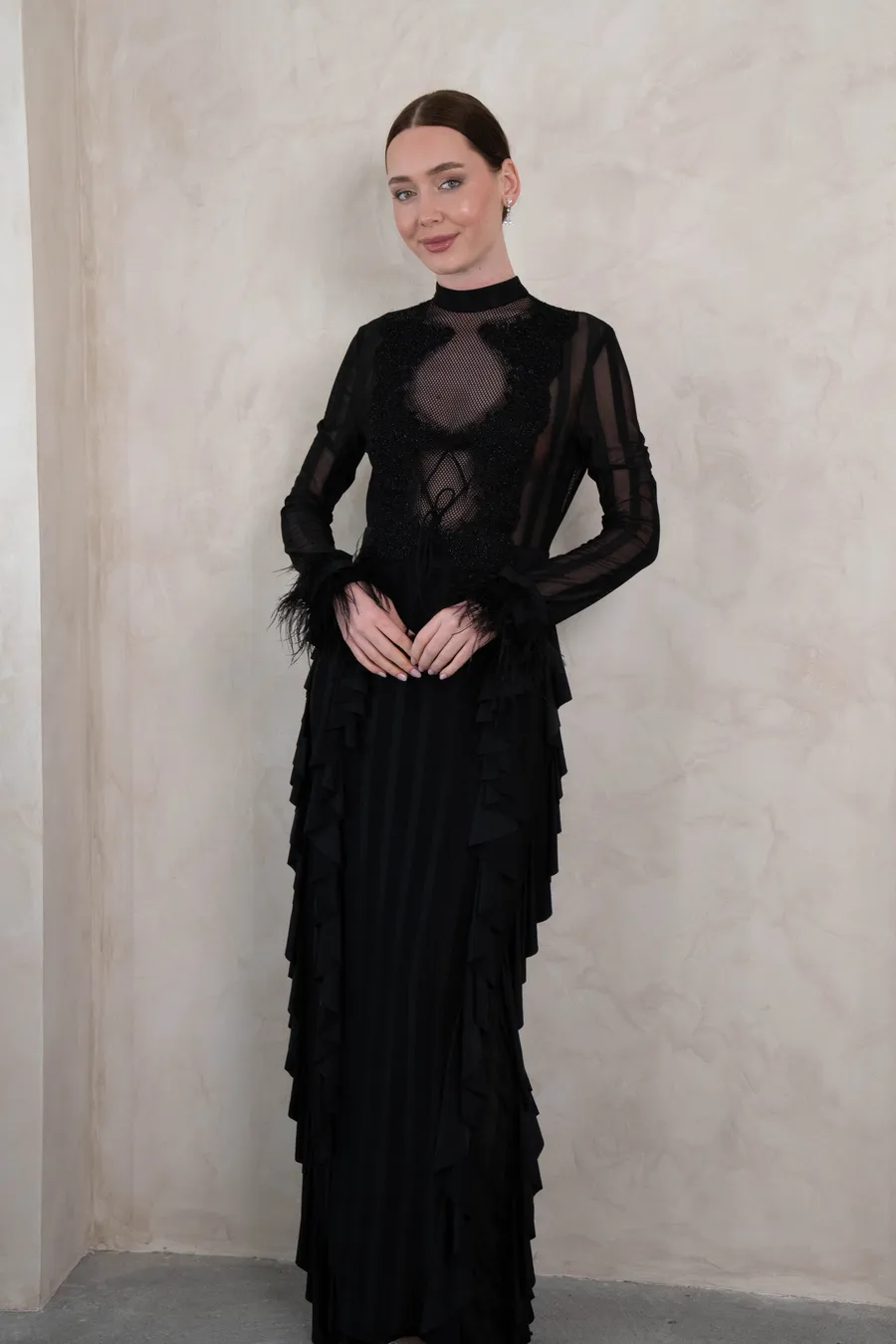 Transparan Siyah Tasarım Elbise