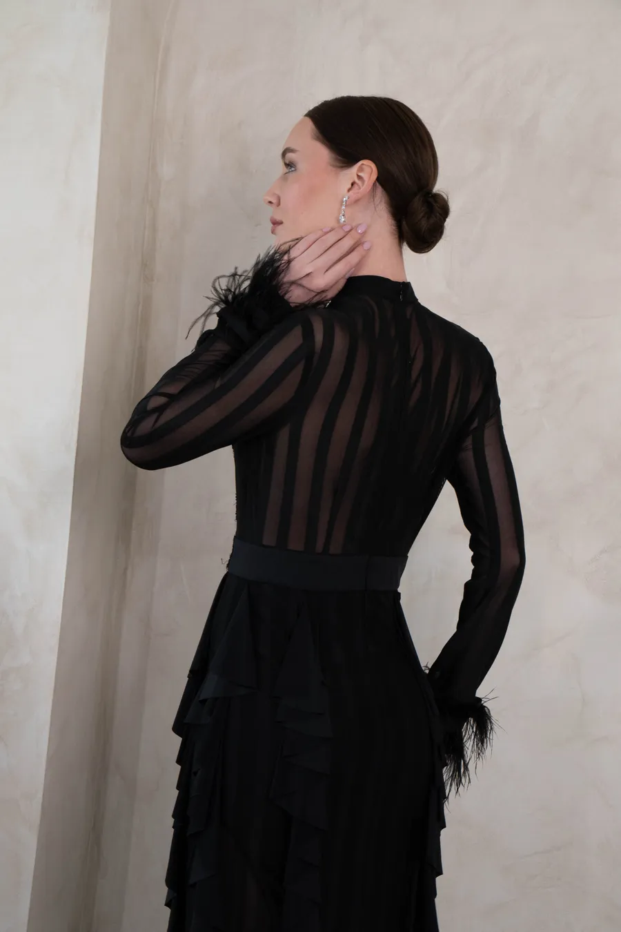 Transparan Siyah Tasarım Elbise