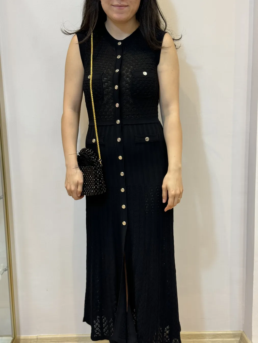 Sandro İthal Triko Siyah Elbise