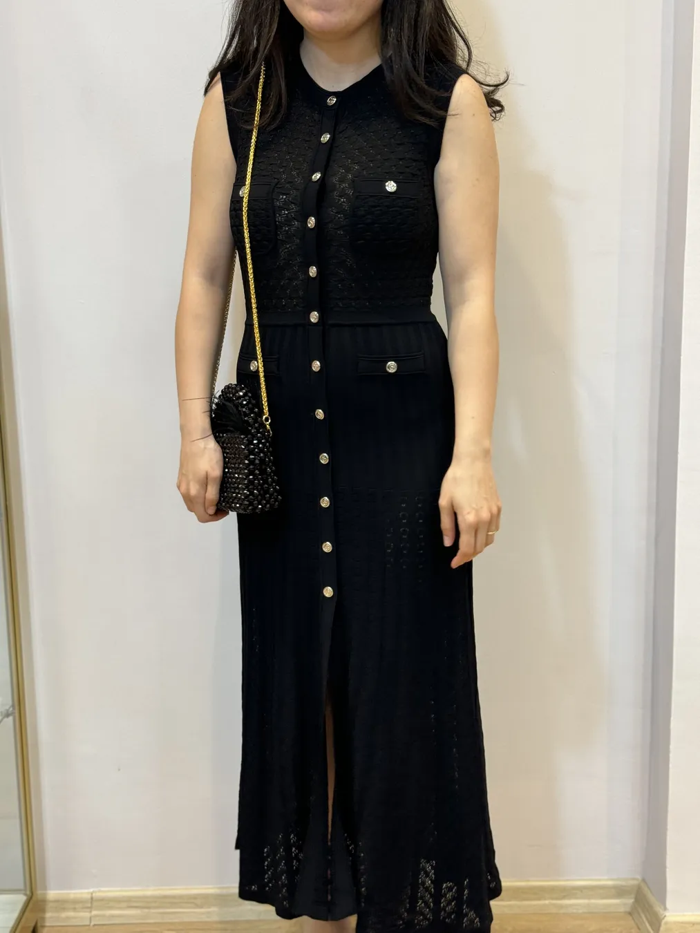 Sandro İthal Triko Siyah Elbise