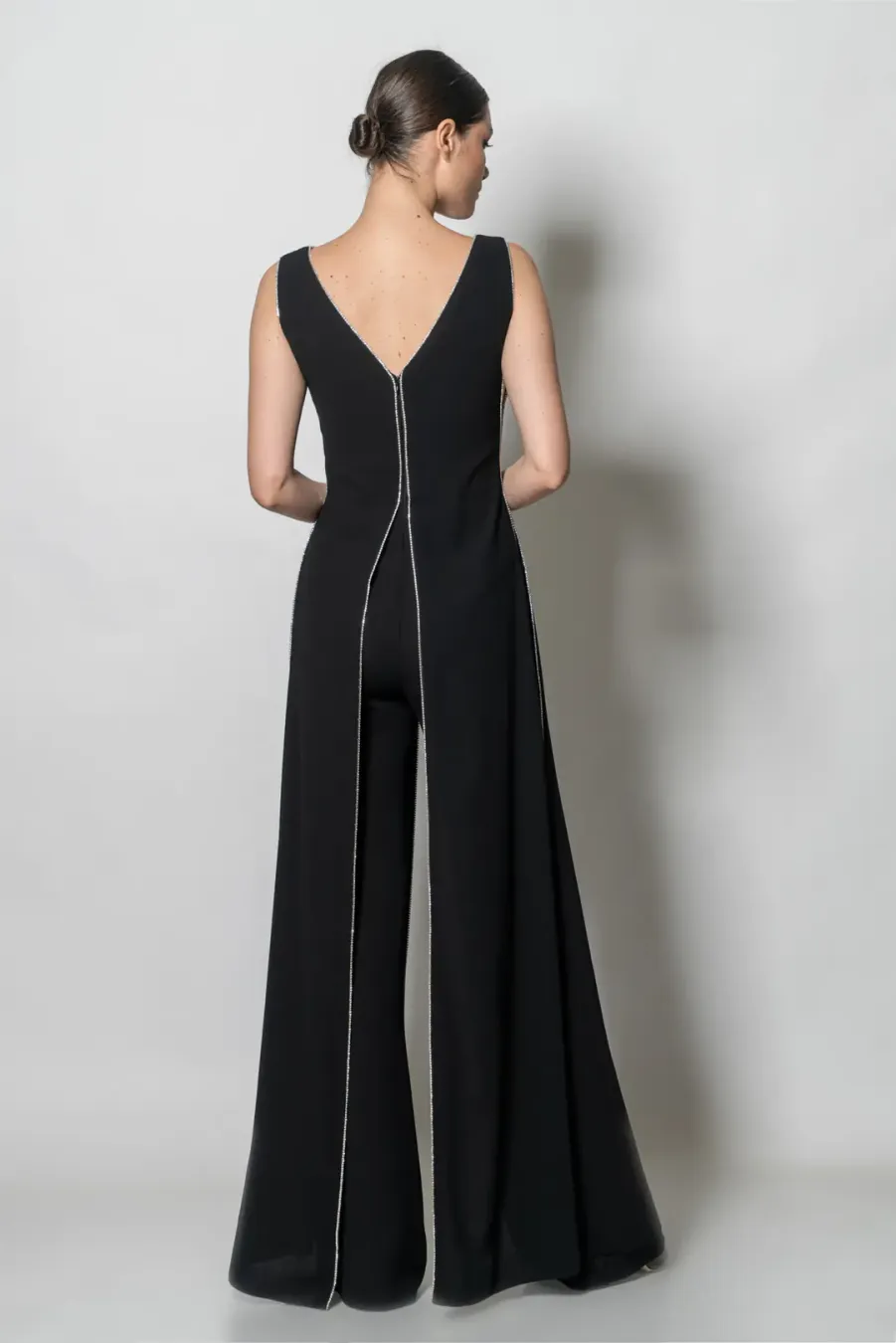 Taş Detaylı Siyah Tulum