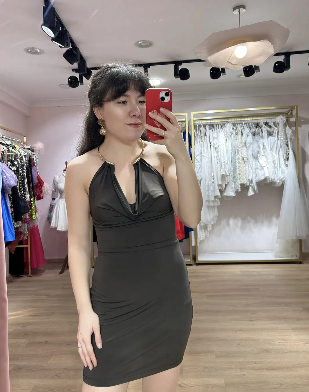 Kahverengi Straplez elbise