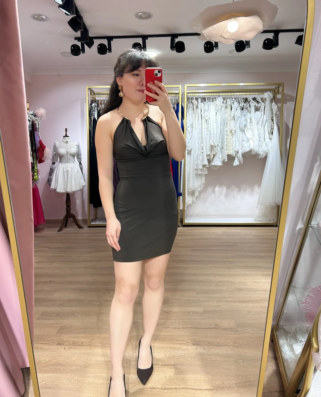 Kahverengi Straplez elbise